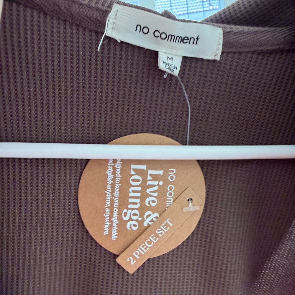 no comment Live & Lounge 2-Piece Set - Brown Ribbed Lounge Top